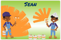 Thumbnail for Personalized Builder Tools Placemat XII - Painting Day - Black Boy II -  View