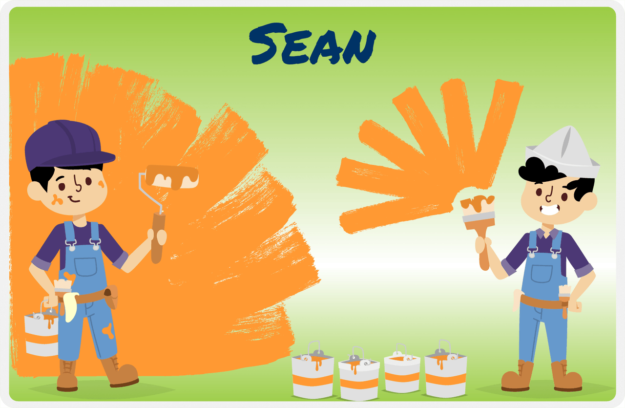 Personalized Builder Tools Placemat XII - Painting Day - Asian Boy -  View