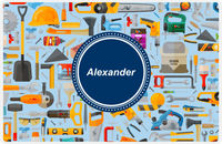 Thumbnail for Personalized Builder Tools Placemat XIII - Tool Pattern - Circle Nameplate -  View