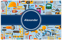 Thumbnail for Personalized Builder Tools Placemat XIII - Tool Pattern - Circle Ribbon Nameplate -  View