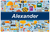 Thumbnail for Personalized Builder Tools Placemat XIII - Tool Pattern - Ribbon Nameplate -  View