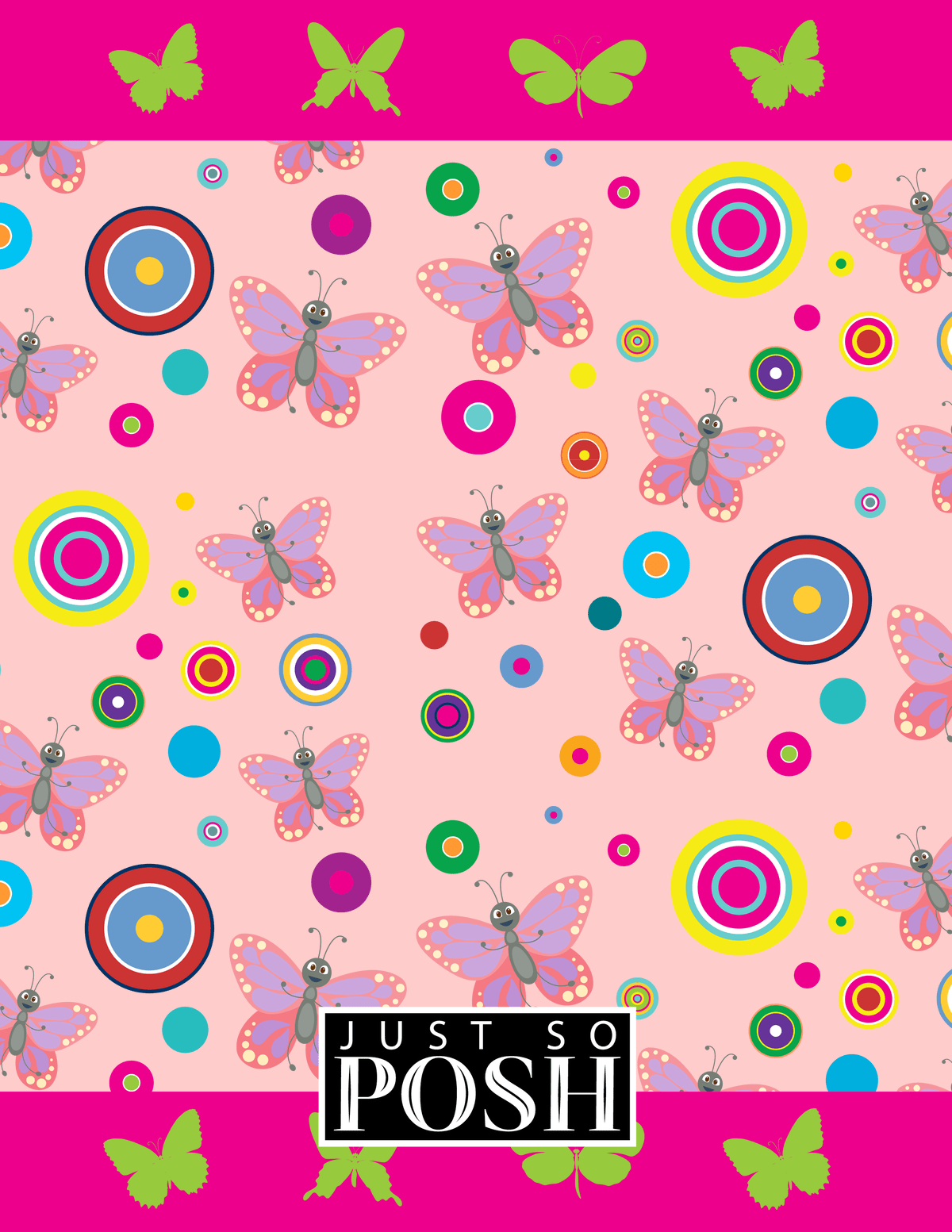 Personalized Butterfly Notebook IV - Pink Background - Pink Butterflies I - Back View