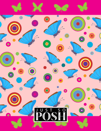 Thumbnail for Personalized Butterfly Notebook IV - Pink Background - Blue Butterflies I - Back View