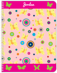 Thumbnail for Personalized Butterfly Notebook IV - Pink Background - Yellow Butterflies I - Front View