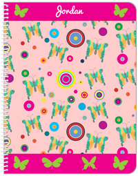 Thumbnail for Personalized Butterfly Notebook IV - Pink Background - Green Butterflies II - Front View
