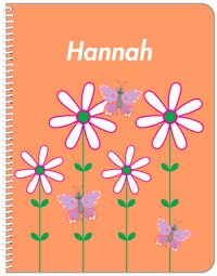 Thumbnail for Personalized Butterfly Notebook V - Orange Background - Pink Butterflies I - Front View