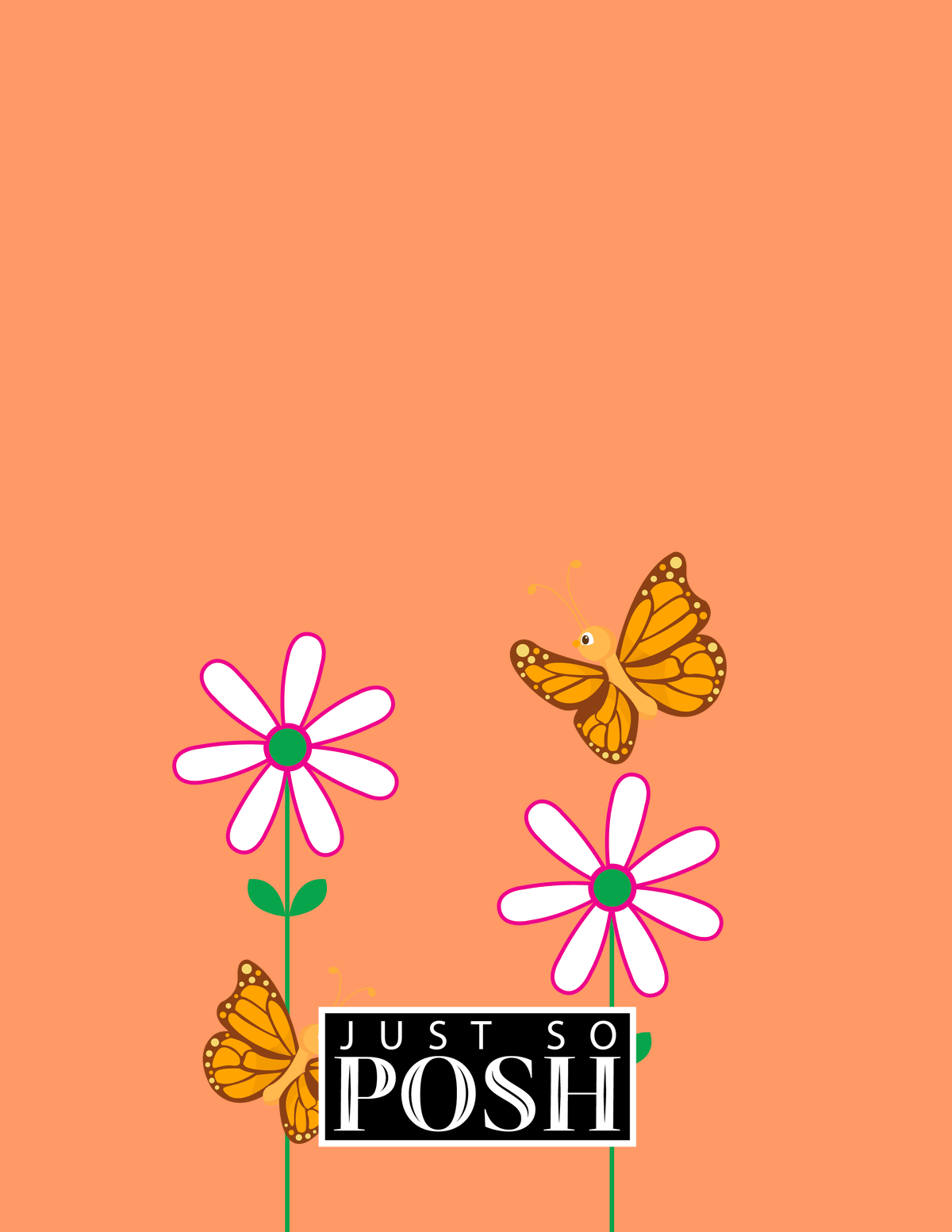 Personalized Butterfly Notebook V - Orange Background - Orange Butterflies - Back View