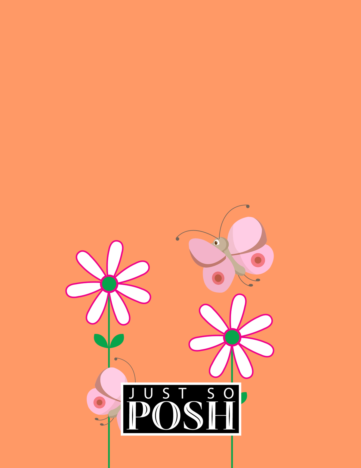 Personalized Butterfly Notebook V - Orange Background - Pink Butterflies II - Back View