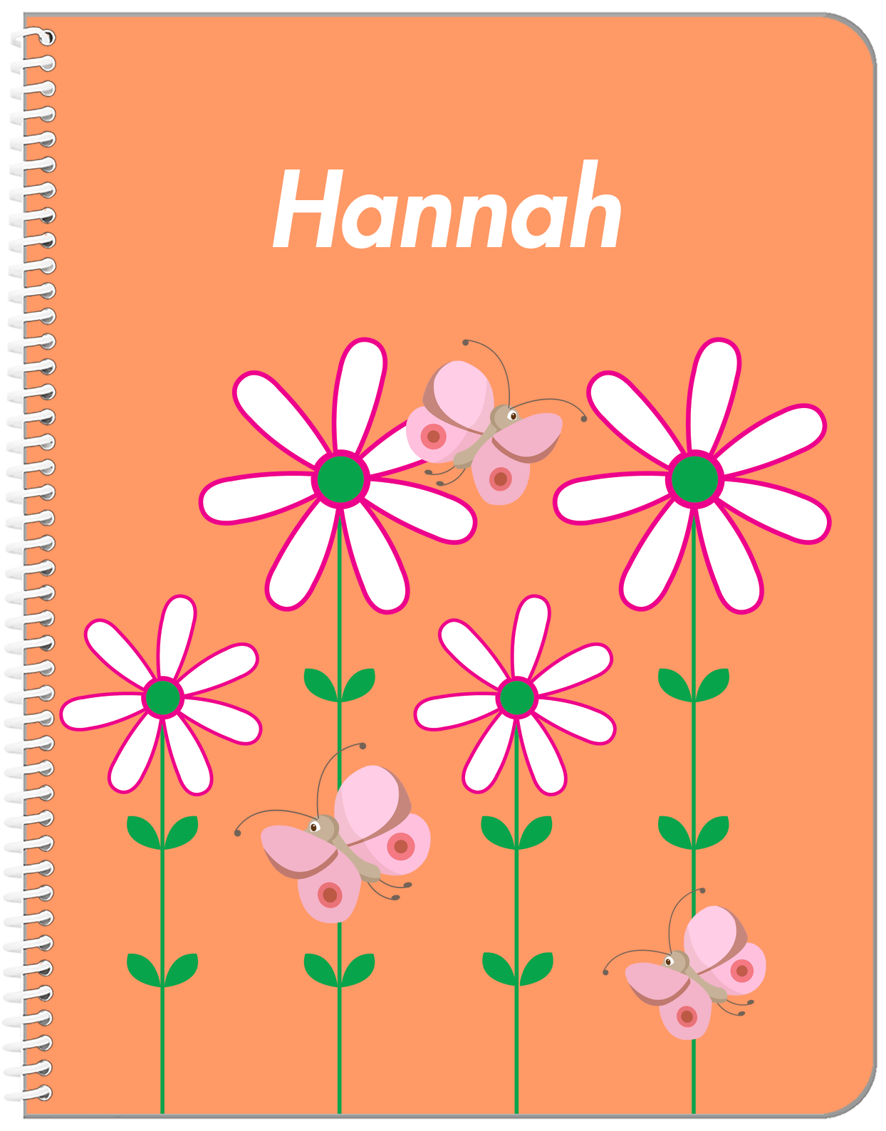 Personalized Butterfly Notebook V - Orange Background - Pink Butterflies II - Front View