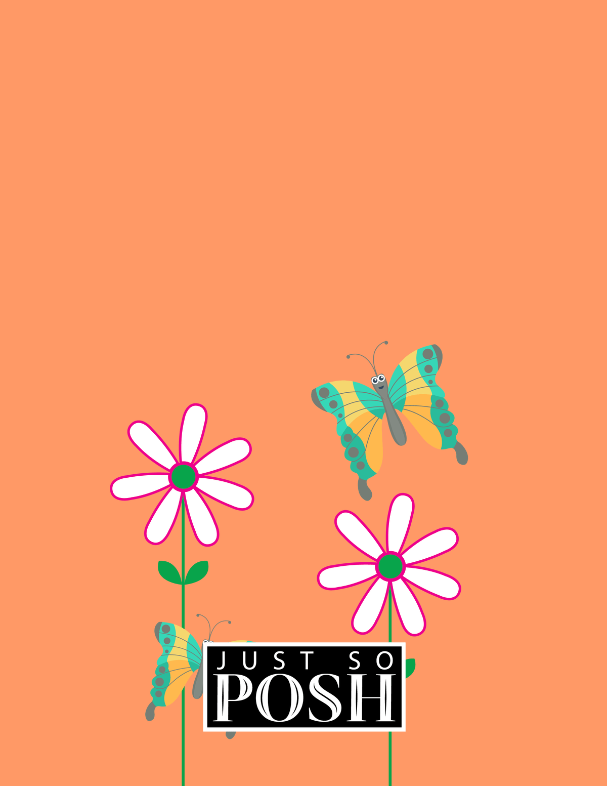 Personalized Butterfly Notebook V - Orange Background - Green Butterflies II - Back View