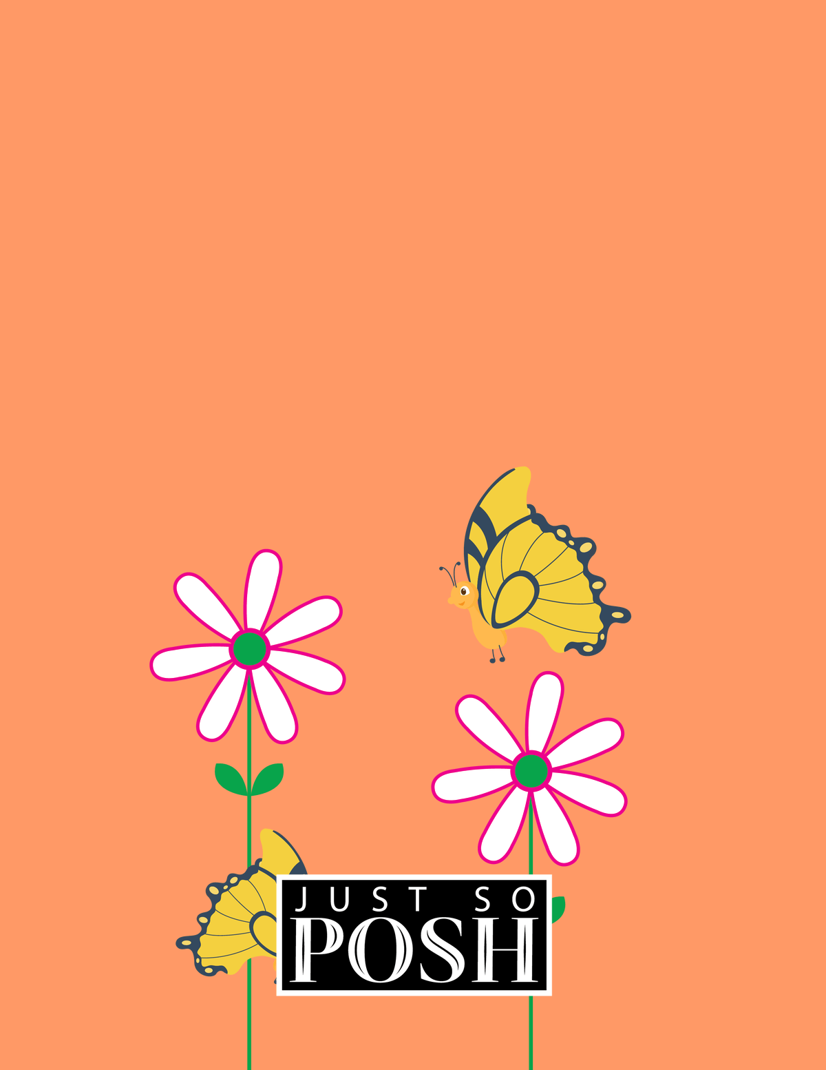 Personalized Butterfly Notebook V - Orange Background - Yellow Butterflies II - Back View