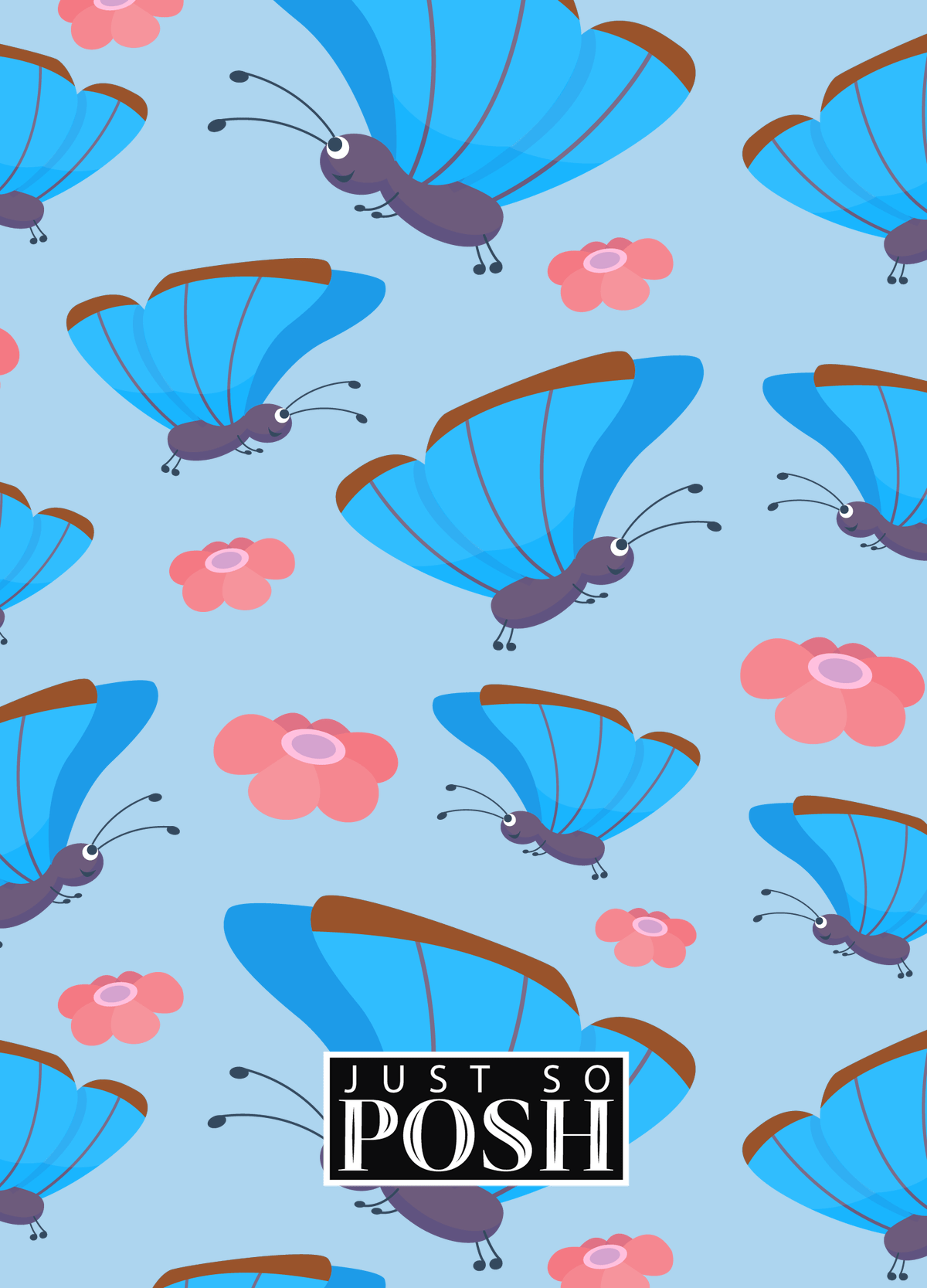 Personalized Butterfly Journal I - Blue Background - Blue Butterflies I - Back View