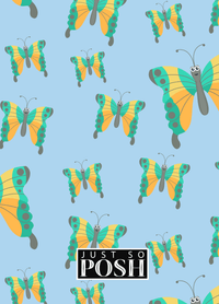 Thumbnail for Personalized Butterfly Journal I - Blue Background - Green Butterflies II - Back View