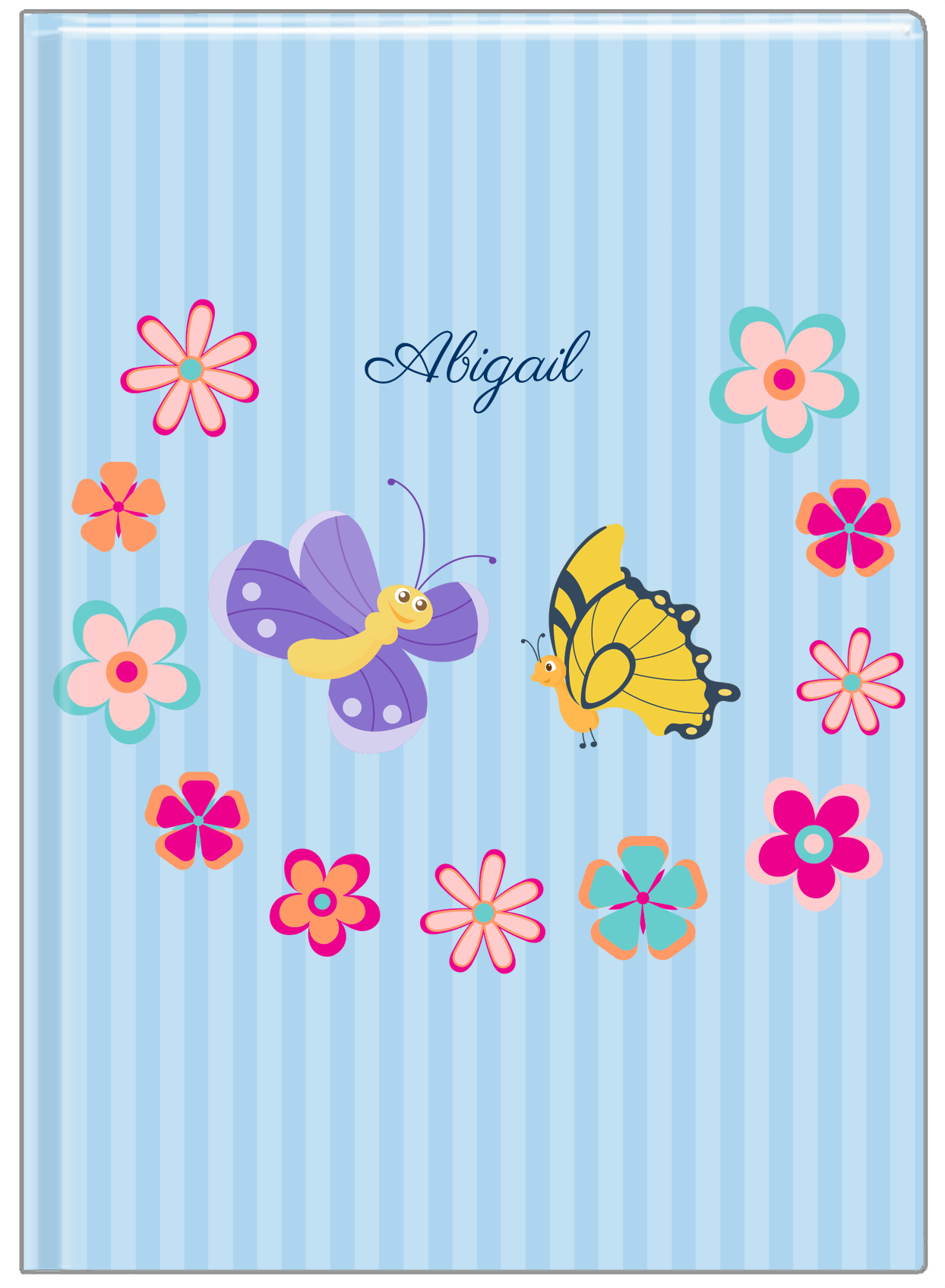 Personalized Butterfly Journal II - Blue Background - Butterflies V - Front View