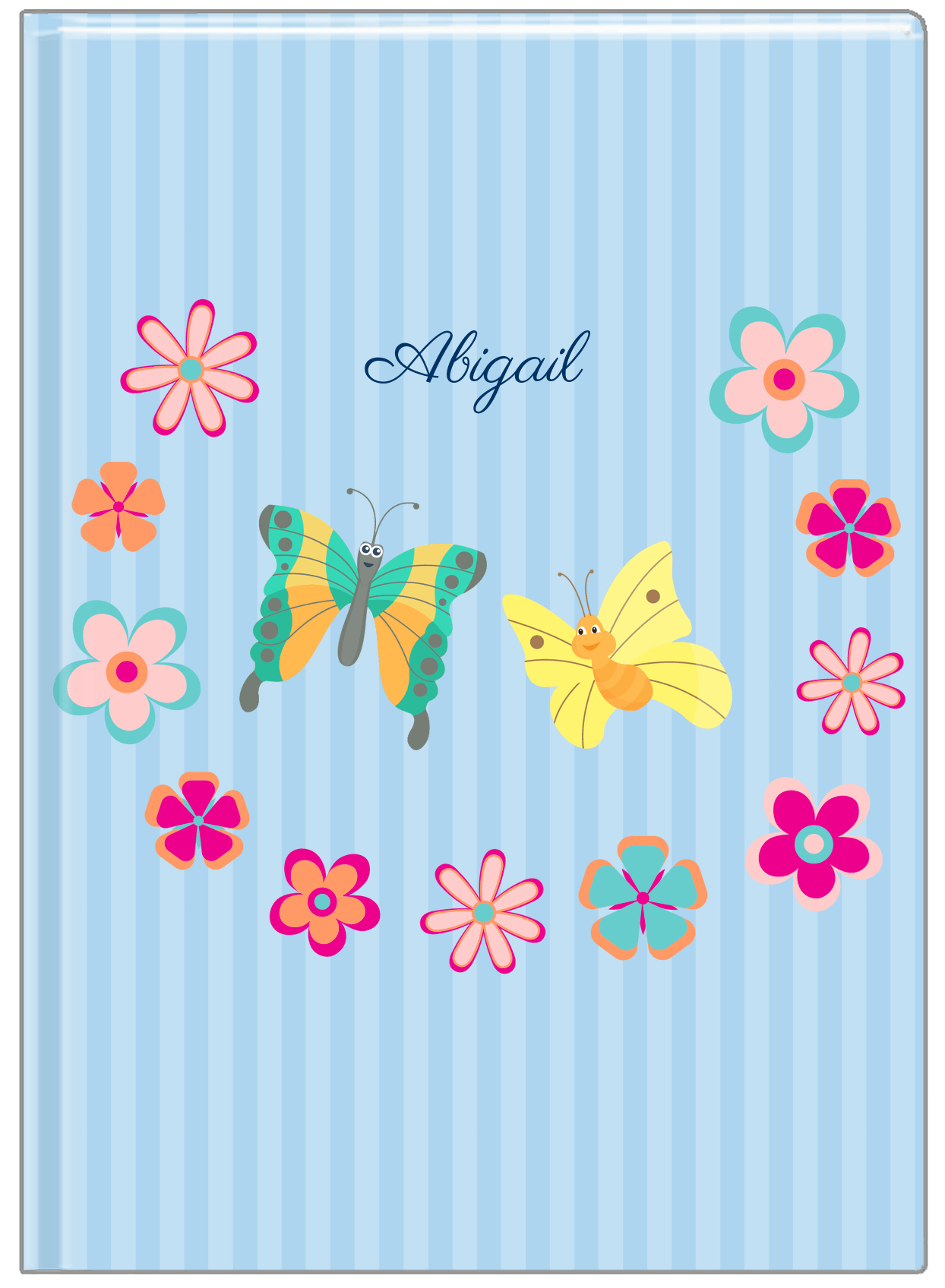 Personalized Butterfly Journal II - Blue Background - Butterflies VI - Front View