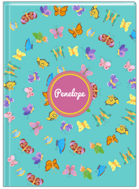Thumbnail for Personalized Butterfly Journal III - Teal Background - Circle Nameplate - Front View