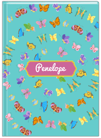 Thumbnail for Personalized Butterfly Journal III - Teal Background - Decorative Rectangle Nameplate - Front View