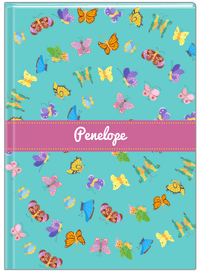 Thumbnail for Personalized Butterfly Journal III - Teal Background - Ribbon Nameplate - Front View