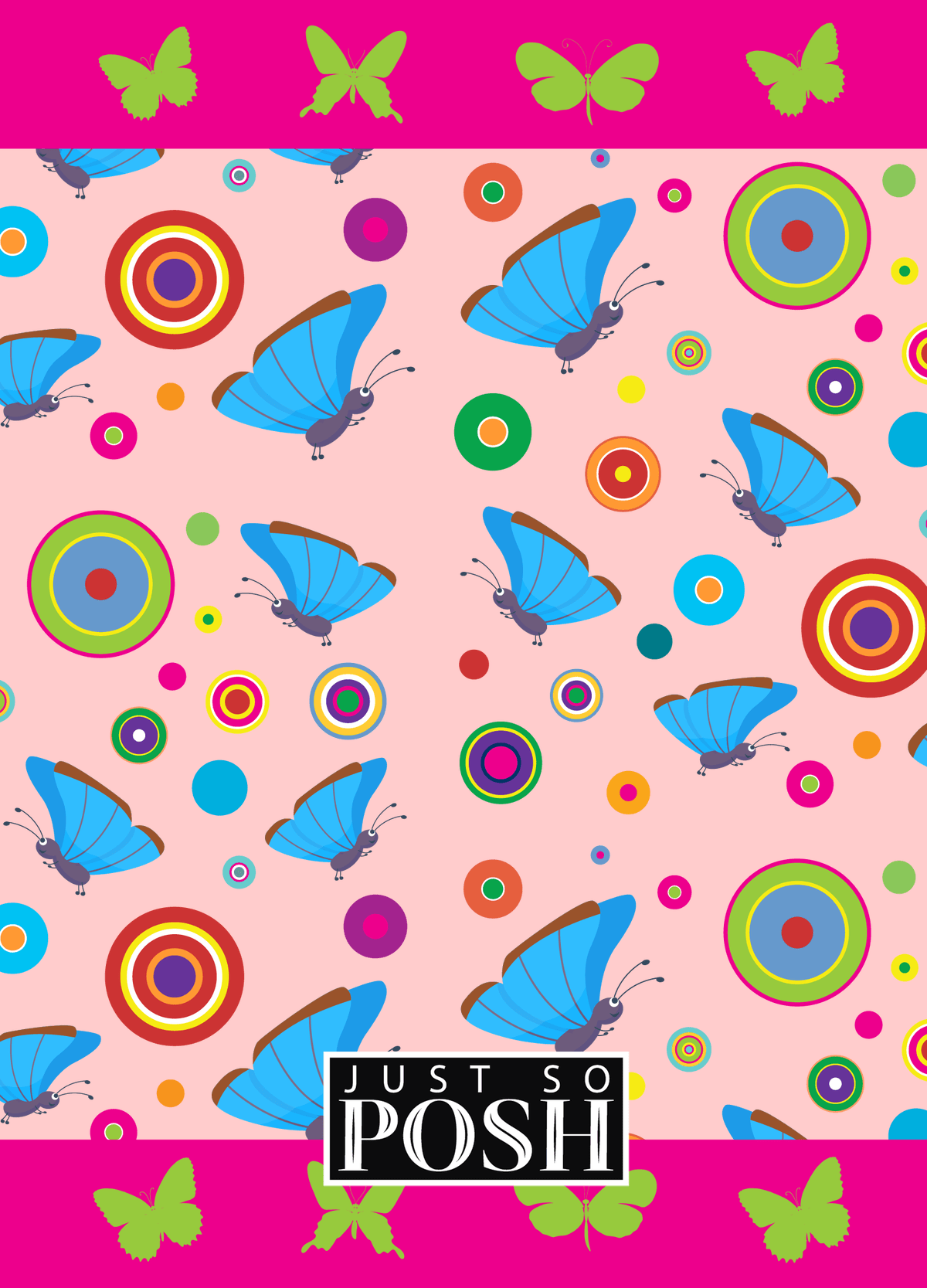 Personalized Butterfly Journal IV - Pink Background - Blue Butterflies I - Back View