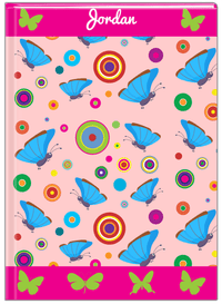Thumbnail for Personalized Butterfly Journal IV - Pink Background - Blue Butterflies I - Front View