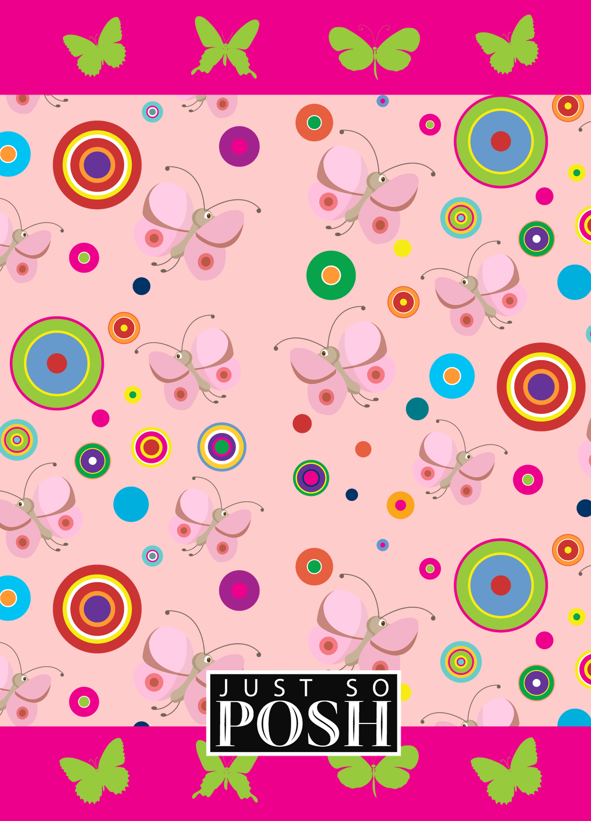 Personalized Butterfly Journal IV - Pink Background - Pink Butterflies II - Back View
