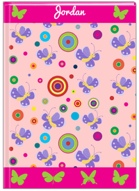 Thumbnail for Personalized Butterfly Journal IV - Pink Background - Purple Butterflies II - Front View