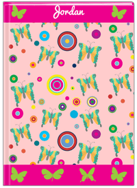 Thumbnail for Personalized Butterfly Journal IV - Pink Background - Green Butterflies II - Front View