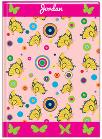 Thumbnail for Personalized Butterfly Journal IV - Pink Background - Yellow Butterflies II - Front View