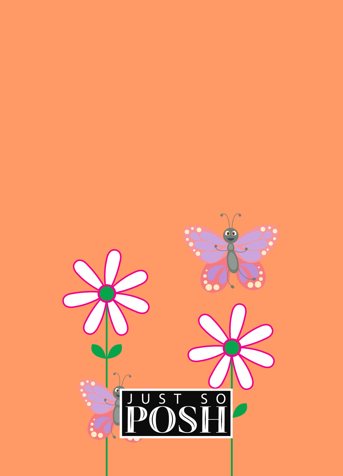 Personalized Butterfly Journal V - Orange Background - Pink Butterflies I - Back View