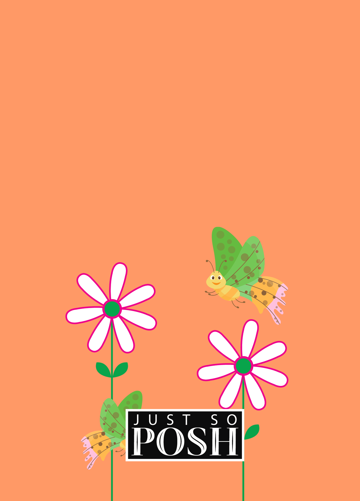 Personalized Butterfly Journal V - Orange Background - Green Butterflies I - Back View