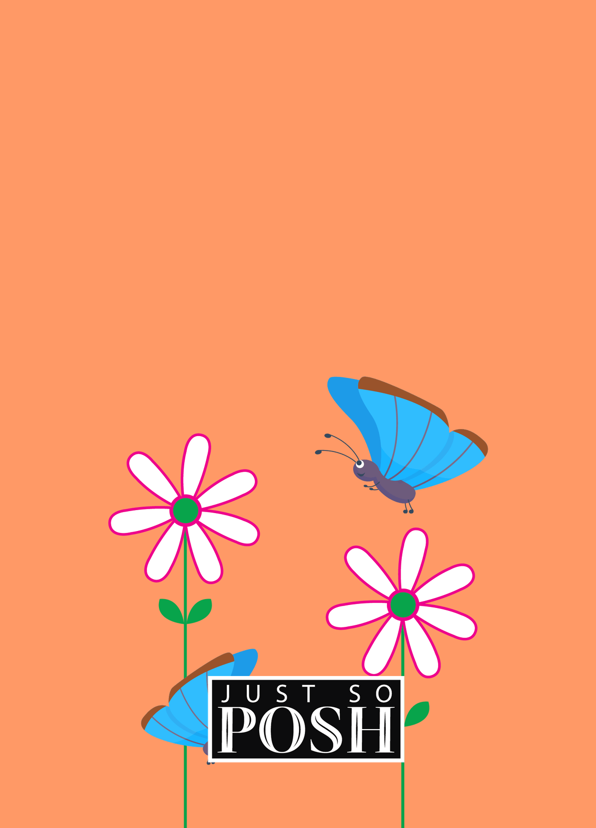 Personalized Butterfly Journal V - Orange Background - Blue Butterflies I - Back View
