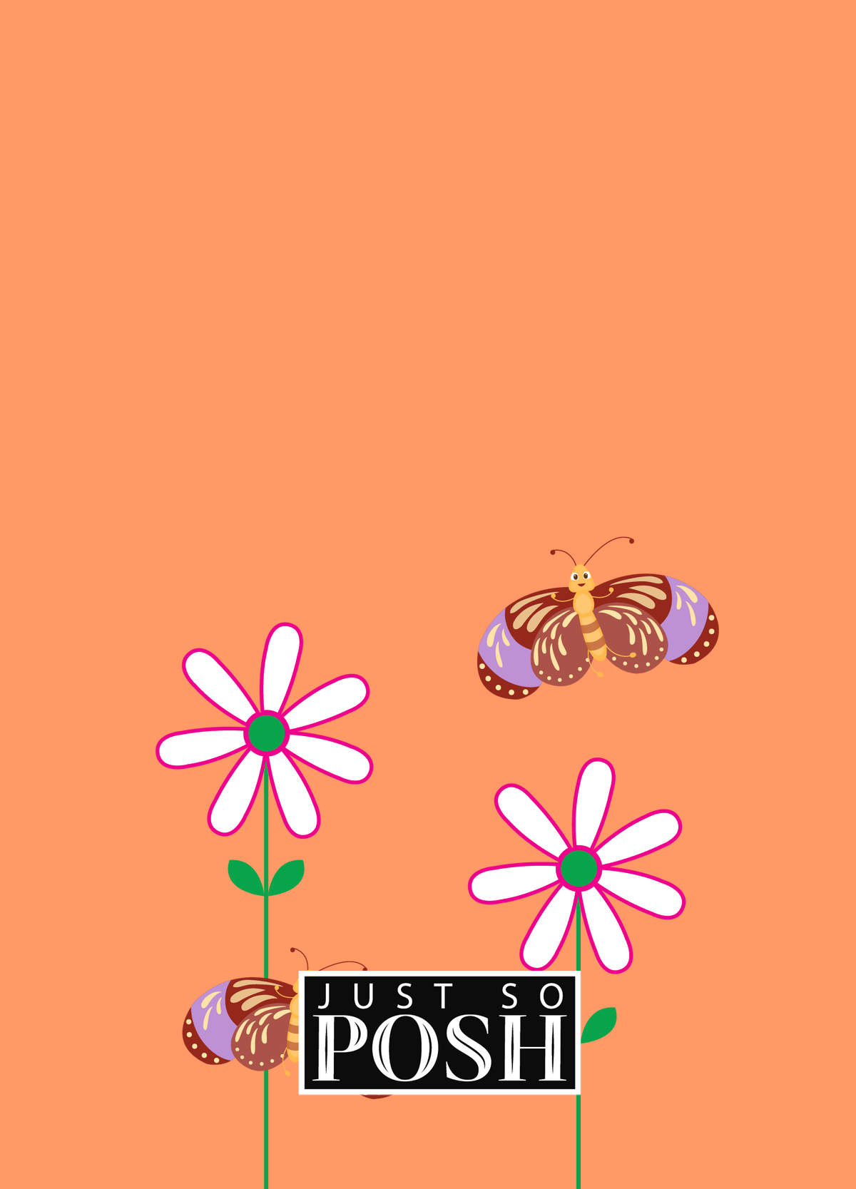 Personalized Butterfly Journal V - Orange Background - Brown Butterflies - Back View