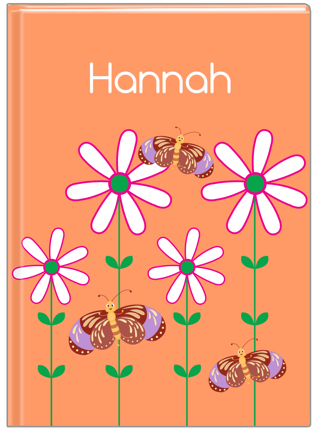 Personalized Butterfly Journal V - Orange Background - Brown Butterflies - Front View