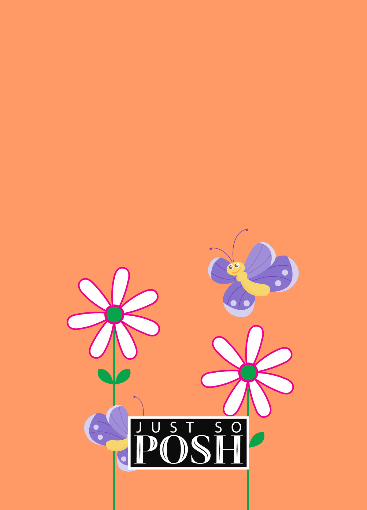 Personalized Butterfly Journal V - Orange Background - Purple Butterflies II - Back View