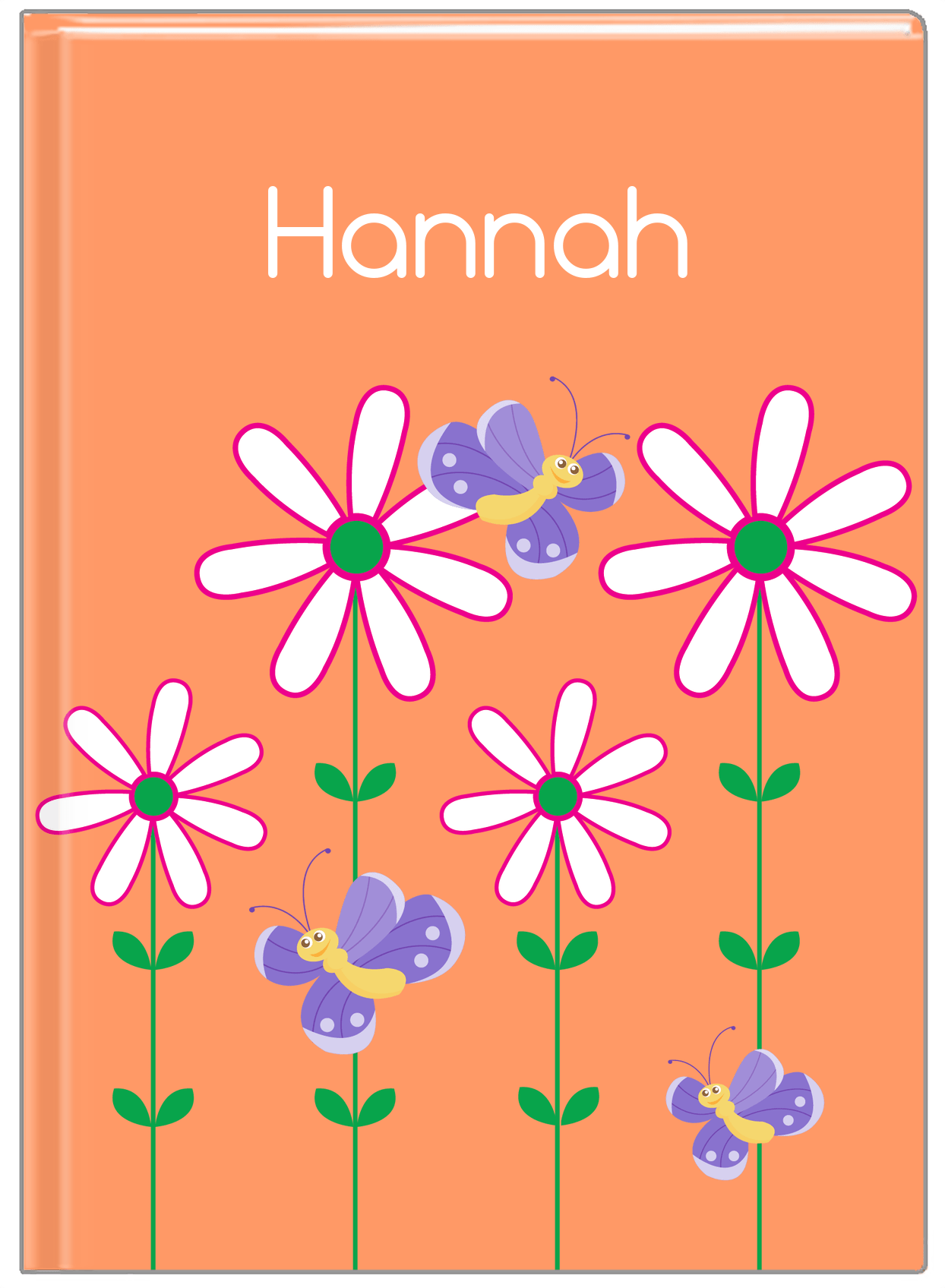 Personalized Butterfly Journal V - Orange Background - Purple Butterflies II - Front View