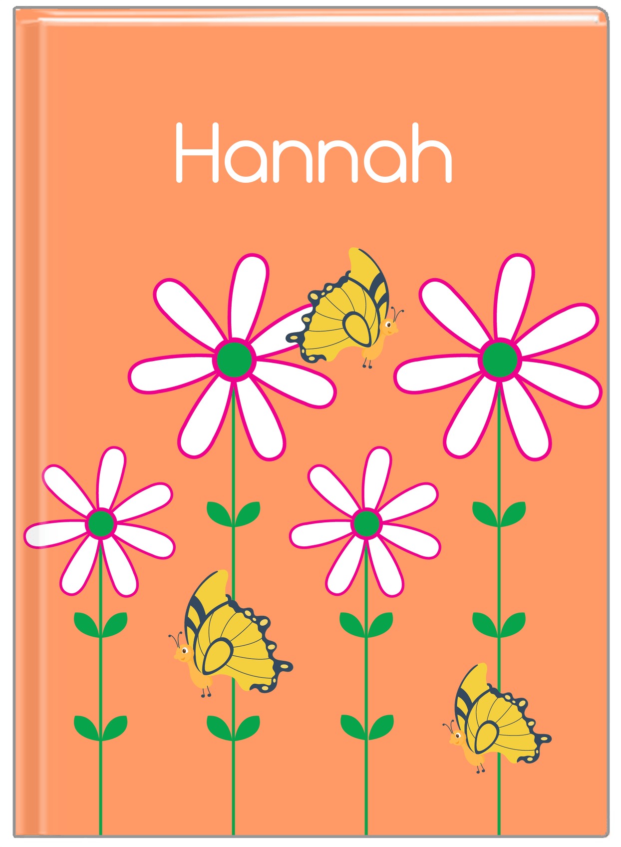 Personalized Butterfly Journal V - Orange Background - Yellow Butterflies II - Front View