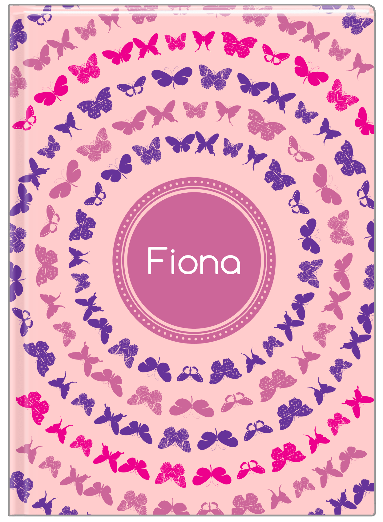 Personalized Butterfly Journal VI - Pink Background - Front View