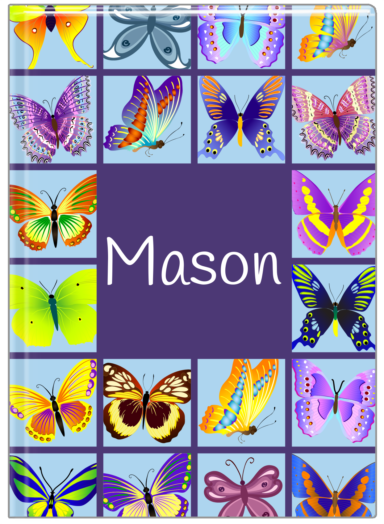Personalized Butterfly Journal VII - Purple Background - Front View