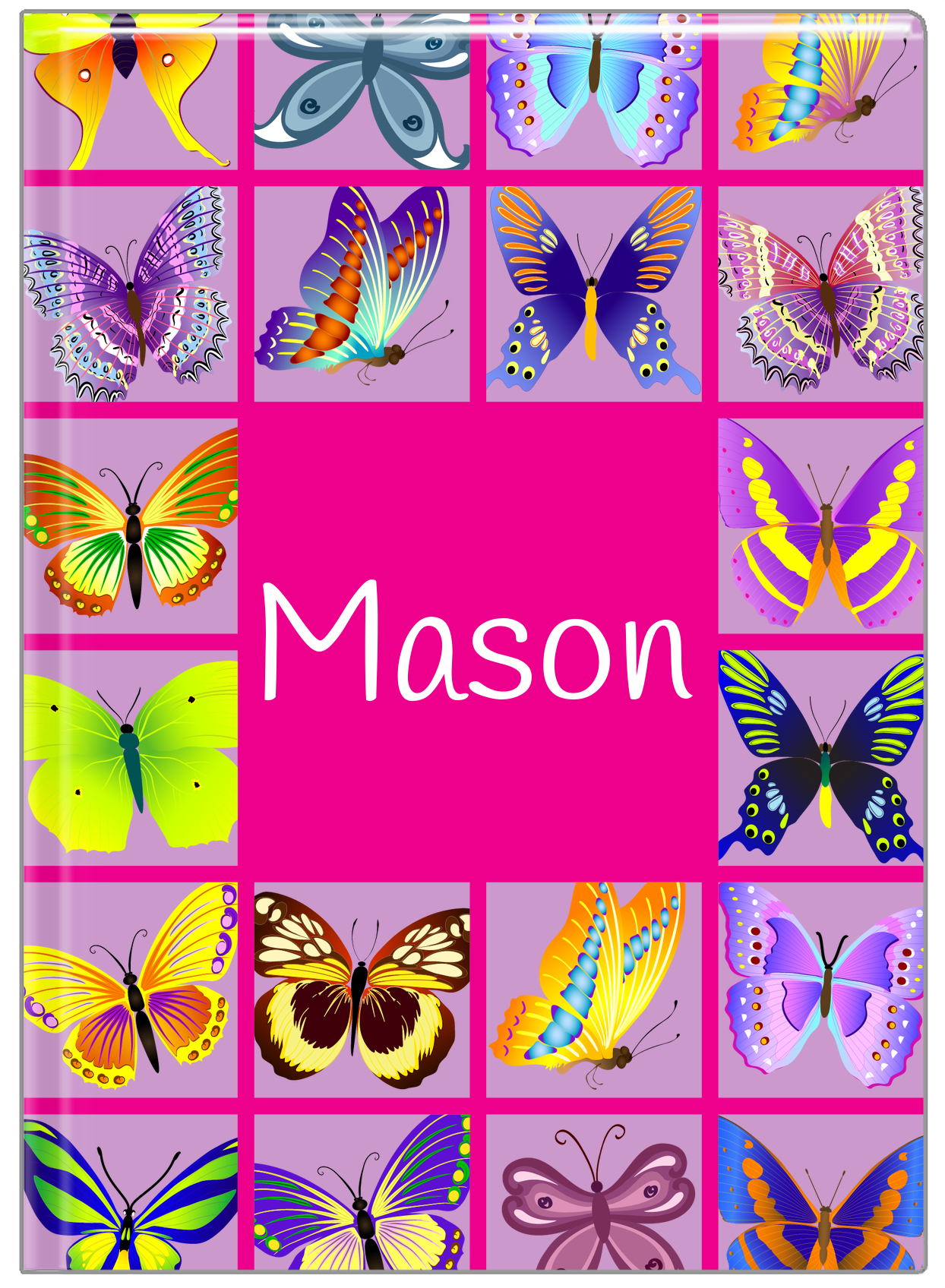 Personalized Butterfly Journal VII - Pink Background - Front View