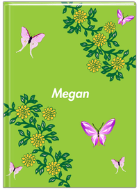 Thumbnail for Personalized Butterfly Journal IX - Green Background - Pink Butterflies II - Front View