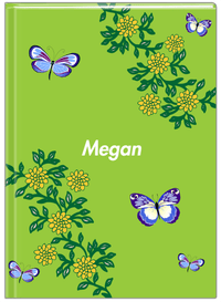 Thumbnail for Personalized Butterfly Journal IX - Green Background - Blue Butterflies II - Front View