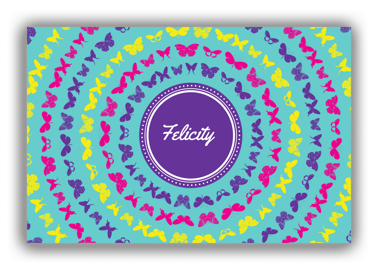 Personalized Butterflies Canvas Wrap & Photo Print VI - Teal Background - Front View