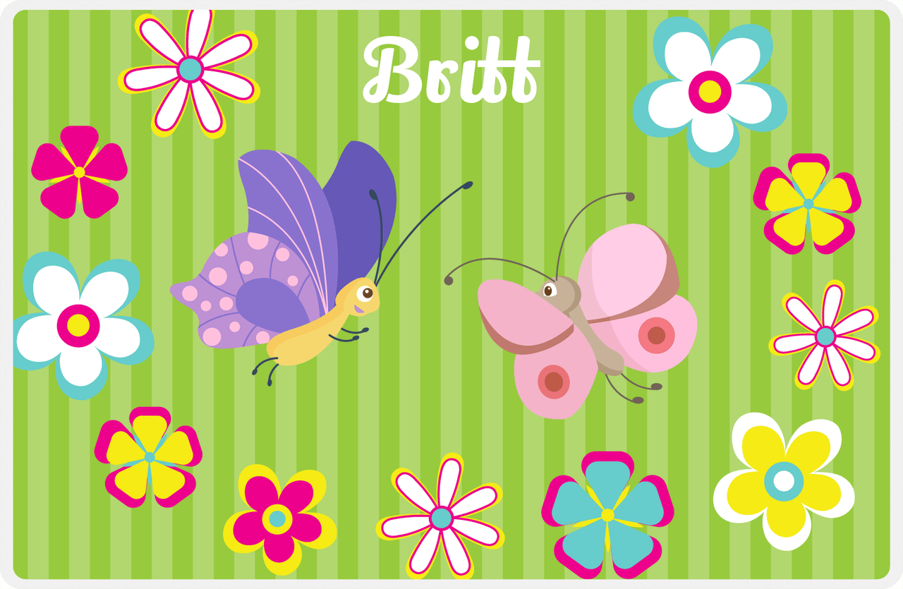 Personalized Butterfly Placemat II - Lime Background - Butterflies IV -  View