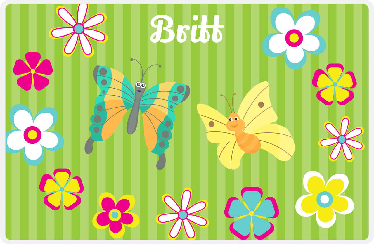 Personalized Butterfly Placemat II - Lime Background - Butterflies VI -  View