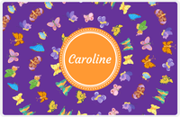 Thumbnail for Personalized Butterfly Placemat III - Purple Background - Circle Nameplate -  View