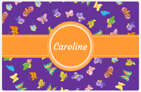 Thumbnail for Personalized Butterfly Placemat III - Purple Background - Circle Ribbon Nameplate -  View