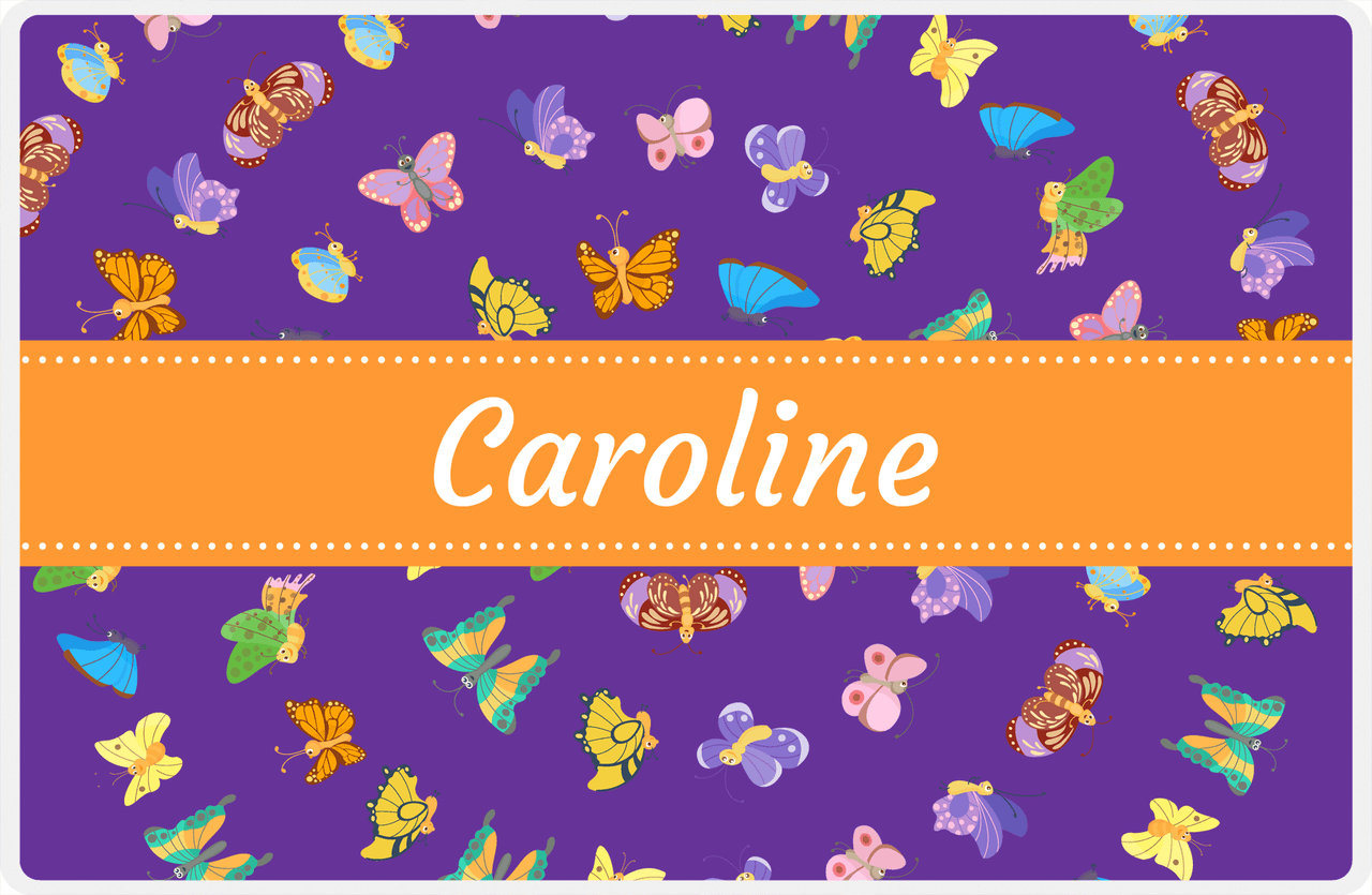 Personalized Butterfly Placemat III - Purple Background - Ribbon Nameplate -  View
