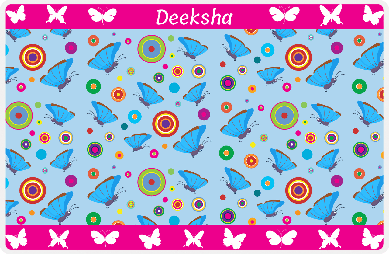 Personalized Butterfly Placemat IV - Blue Background - Blue Butterflies I -  View