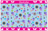 Thumbnail for Personalized Butterfly Placemat IV - Blue Background - Purple Butterflies I -  View