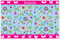 Thumbnail for Personalized Butterfly Placemat IV - Blue Background - Green Butterflies II -  View